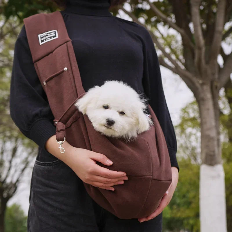 Pet Crossbody Shoulder Bag Outdoor Travel Cat Puppy Sling Carrier Bag with Storage Pocket Portable Pets Backpacks Safety Harness