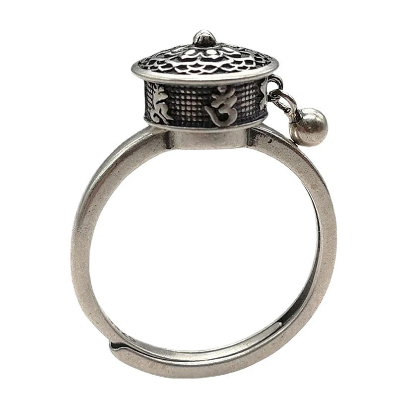 Retro Traditional Anxiety Relief Ring Adjustable Fidget Jewelry Women Gift Rotate Freely Anti Stress Anxiety Ring