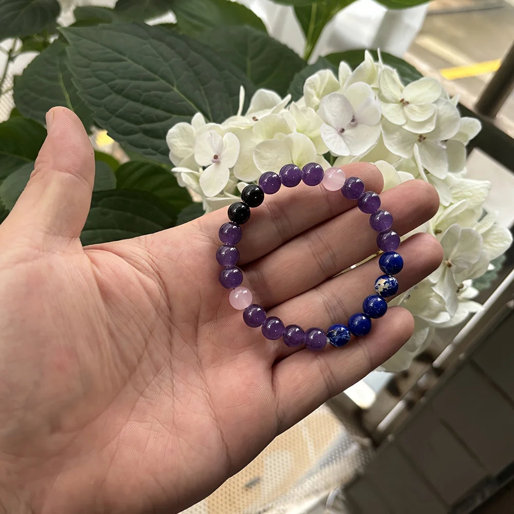 Stress Relief Crystal Bracelet - Anti-Anxiety Beads for Men and Women, Perfect Gift-Natural Lapis Lazuli Stretch Beaded Bracelet