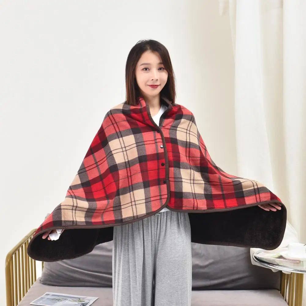 Wearable Plaid Fleece Blanket With Button Winte Warm Throws On Sofa Bed Travel Thicken Bedroom Office Air Conditioning Blanket ﻿