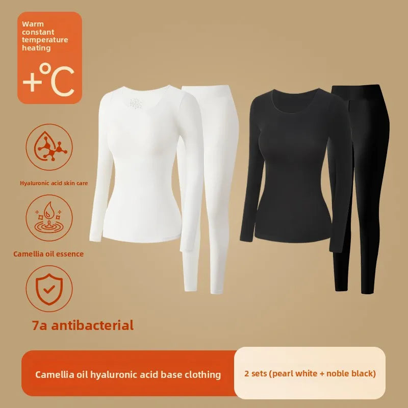 Ultra-Thin Heating Thermal Underwear Women Skin Care Skin Bottom Clothing Invisible Foundation Heattech Long Johns Set Winter