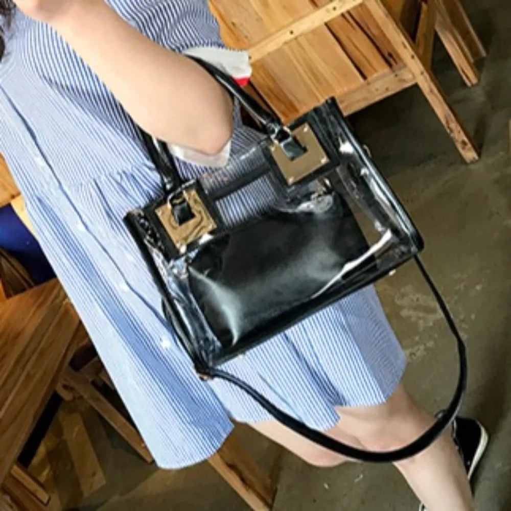 Large Summer Clear Totes Bags Transparent Clutch Purse Women Handbags Crossbody Handle Bag Shoulder Messenger Bag Girls Gift