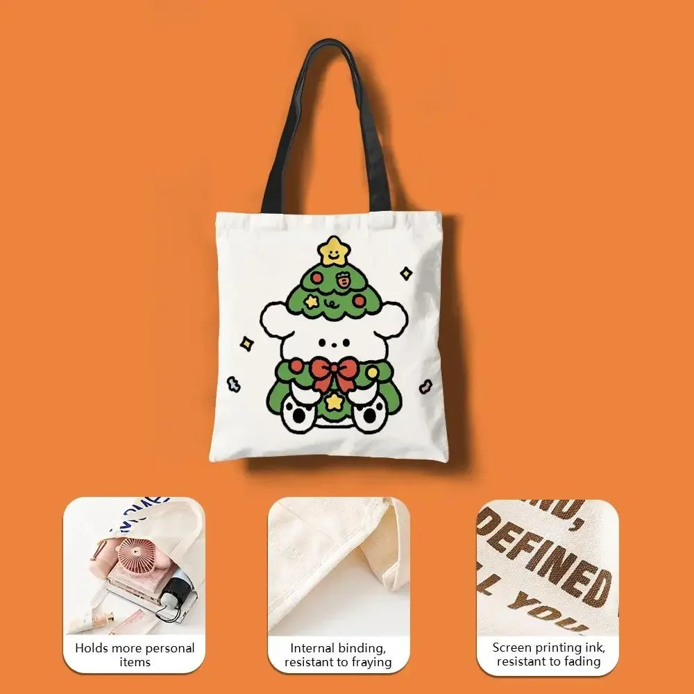 Maltese Dog Storage Bags Double-Sided Printed Canvas Tote Bag Eco-Friendly Reusable Large Capacity Handbag
