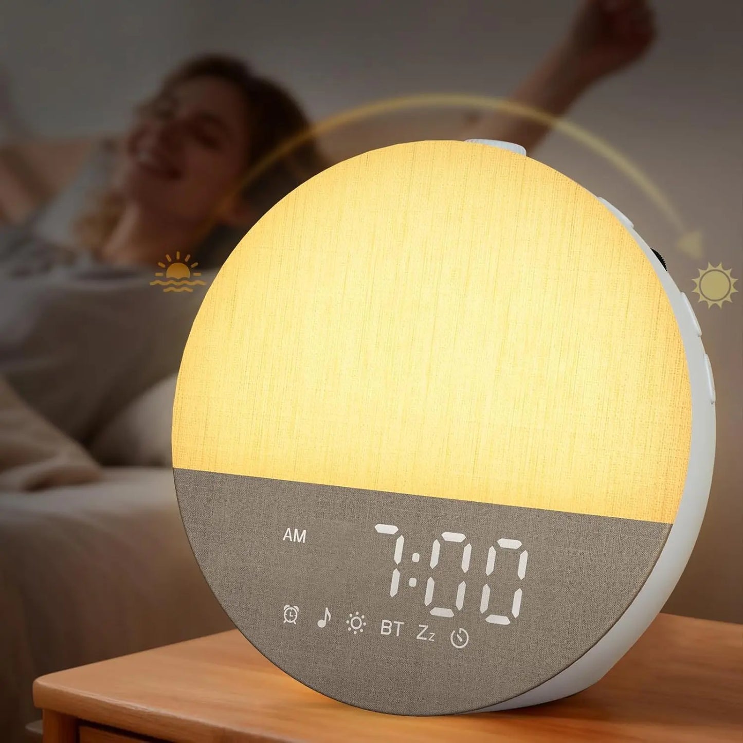 Sunrise Alarm Clock with White Noise, Gradual Wake-up Light, Anxiety Relief, Dimmable Bluetooth Memory, 30 Sleep Sounds