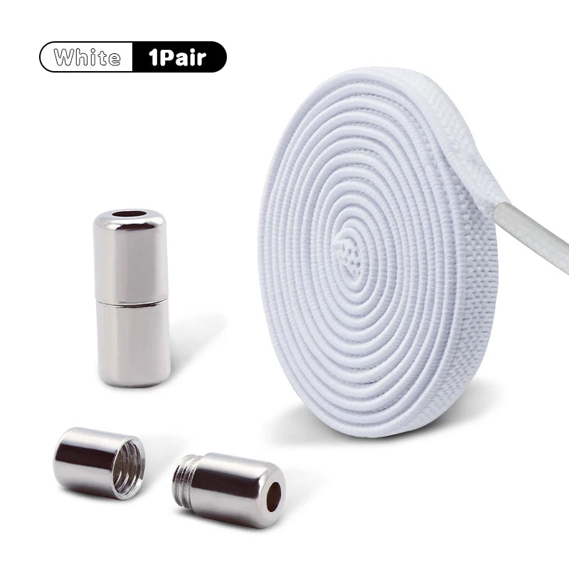 1Pair Elastic Laces Sneakers No Tie Shoe laces Capsule Lock Shoelaces Without ties Kids Adult 0.6cm Flat Shoelace for Shoes
