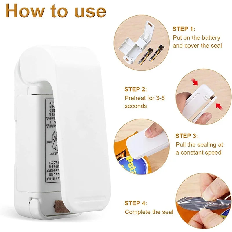Portable Mini Heat Sealer Handheld Plastic Snack Bag Sealer Household Food Storage Packaging Sealing Machine