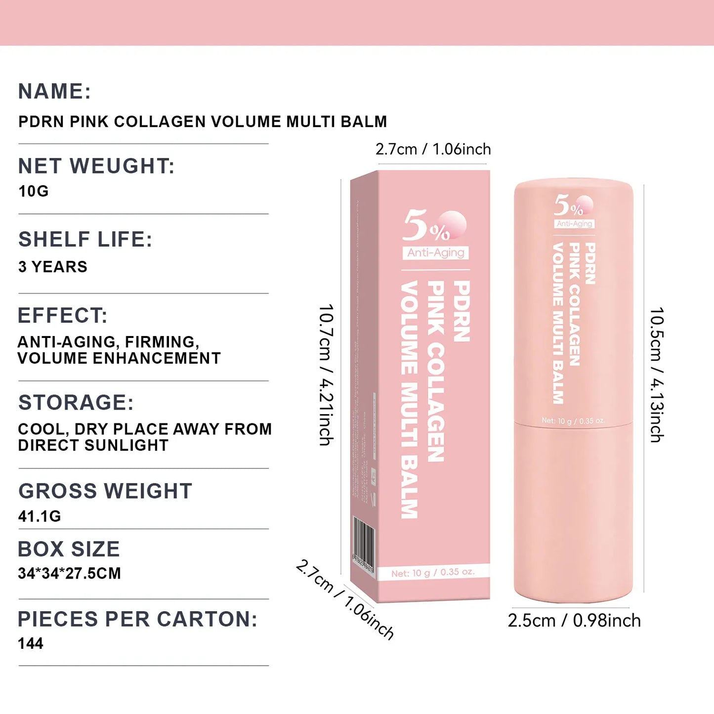PDRN Pink Collagen Volume Multi Balm | All In One Volufiline, PDRN, NAD Stick ,Helping Look of Fine Lines, Firming Care,Lip Care