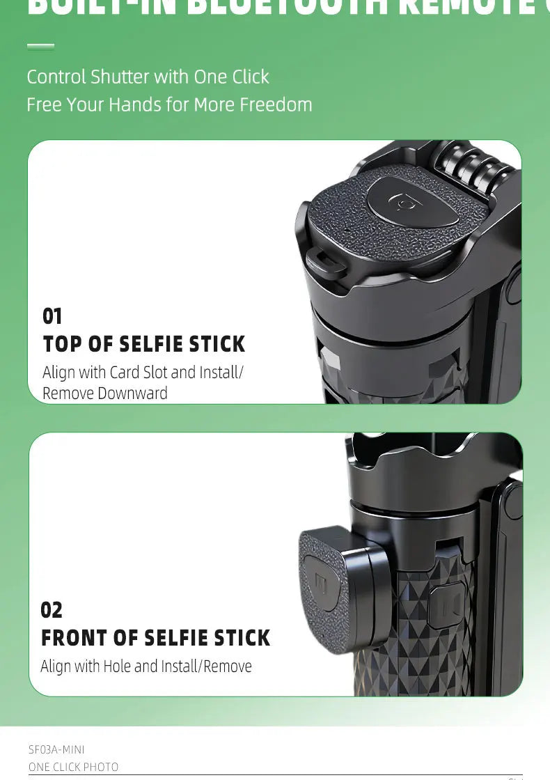 4-in-1 Multifunctional Magnetic mini Selfie Stick Wireless Bluetooth Control with 360° Rotation for Selfies Video Record