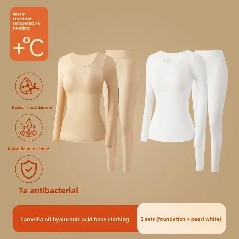 Ultra-Thin Heating Thermal Underwear Women Skin Care Skin Bottom Clothing Invisible Foundation Heattech Long Johns Set Winter
