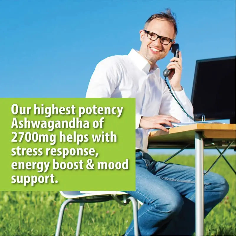 Ashwagandha Capsules, Pure Ashwagandha Root Powder & Black Pepper Extract Helps Natural Anxiety Relief for Adrenal Support