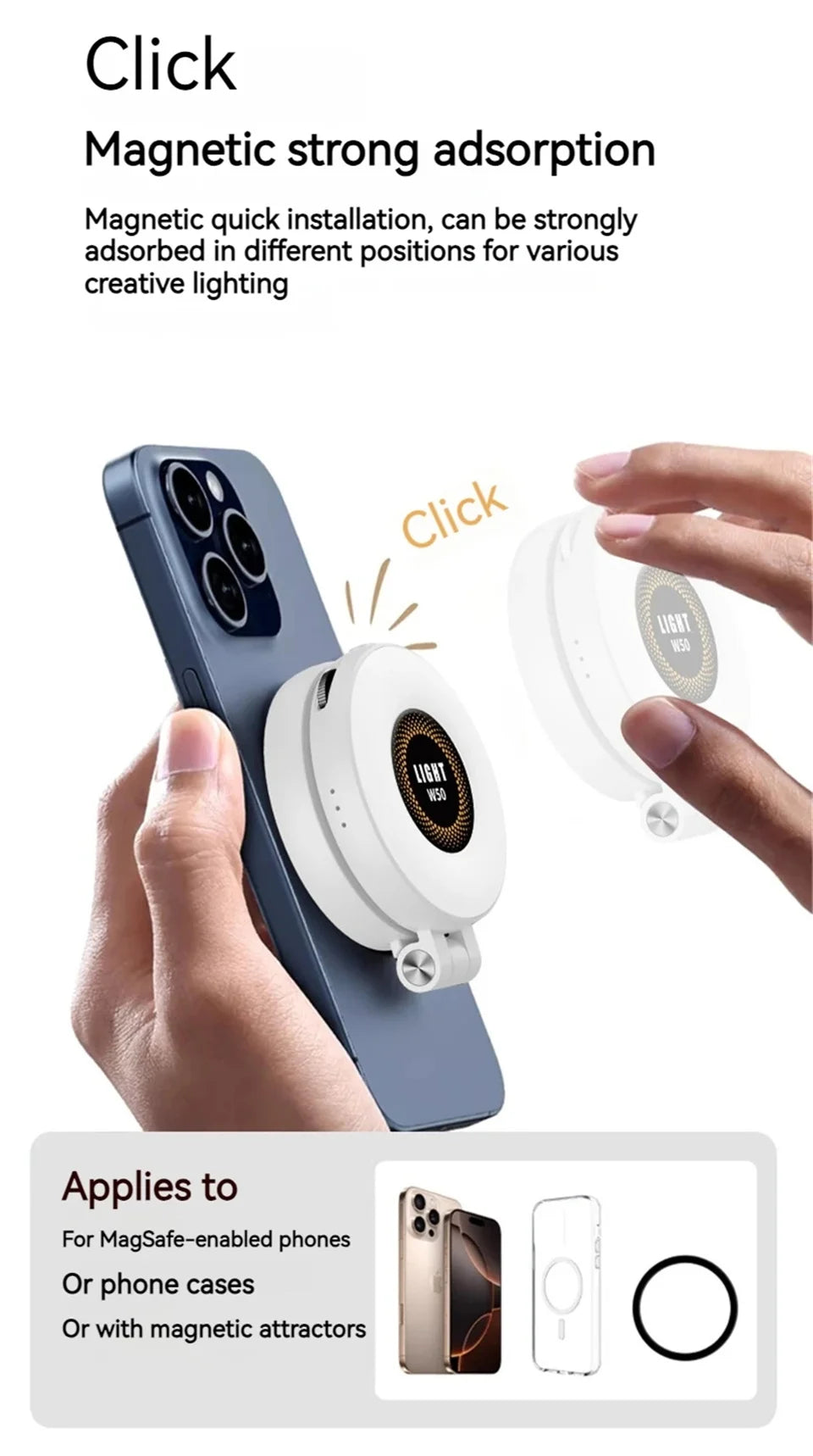 Magnetic Selfie Light LED Fill Light Compatible For Magsafe,ravel, Desktop, Selfies, Video, Makeup/Photography/TikTok/Zoom Calls