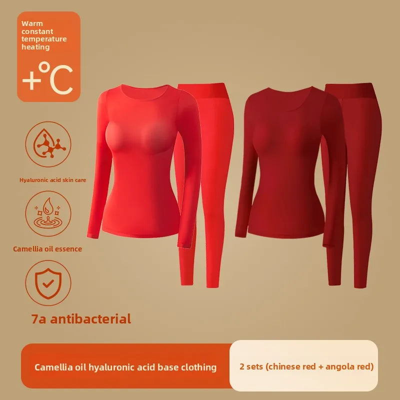 Ultra-Thin Heating Thermal Underwear Women Skin Care Skin Bottom Clothing Invisible Foundation Heattech Long Johns Set Winter
