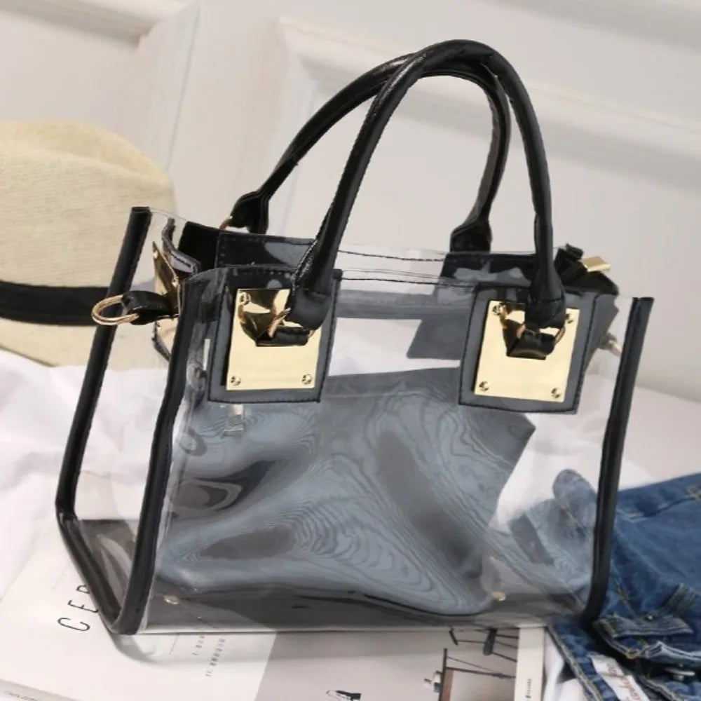 Large Summer Clear Totes Bags Transparent Clutch Purse Women Handbags Crossbody Handle Bag Shoulder Messenger Bag Girls Gift