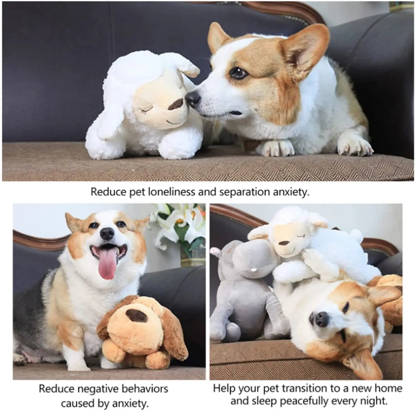 Heartbeat Dog Anxiety Relief Plush Toy Pet Comfortable Behavioral Training Play Aid Tool Soft Plush Sleeping Buddy For Small Dog