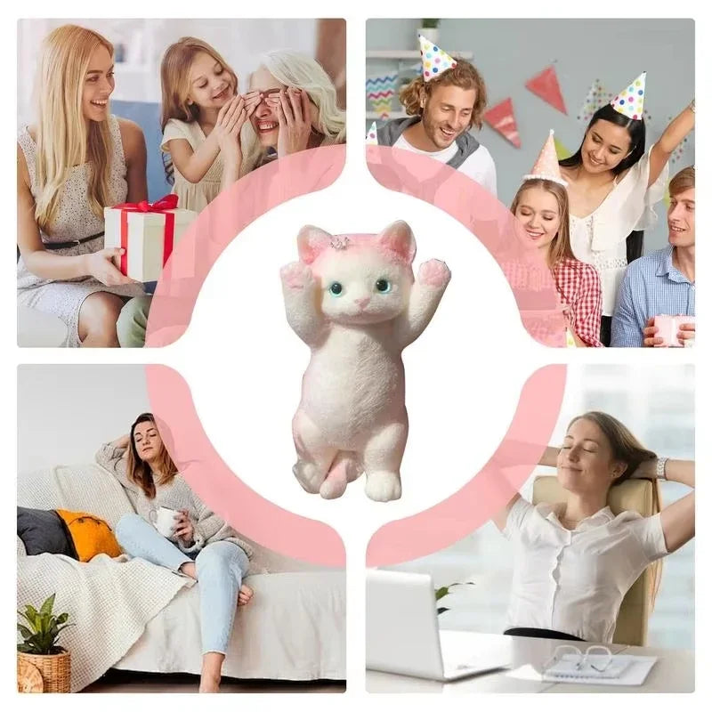 Squishy Cute Flocking Cat Stress Relief Toy, Extra Large Sensory Fidget Toys for Kids Adults Anxiety Relaxation, Squeeze Gift