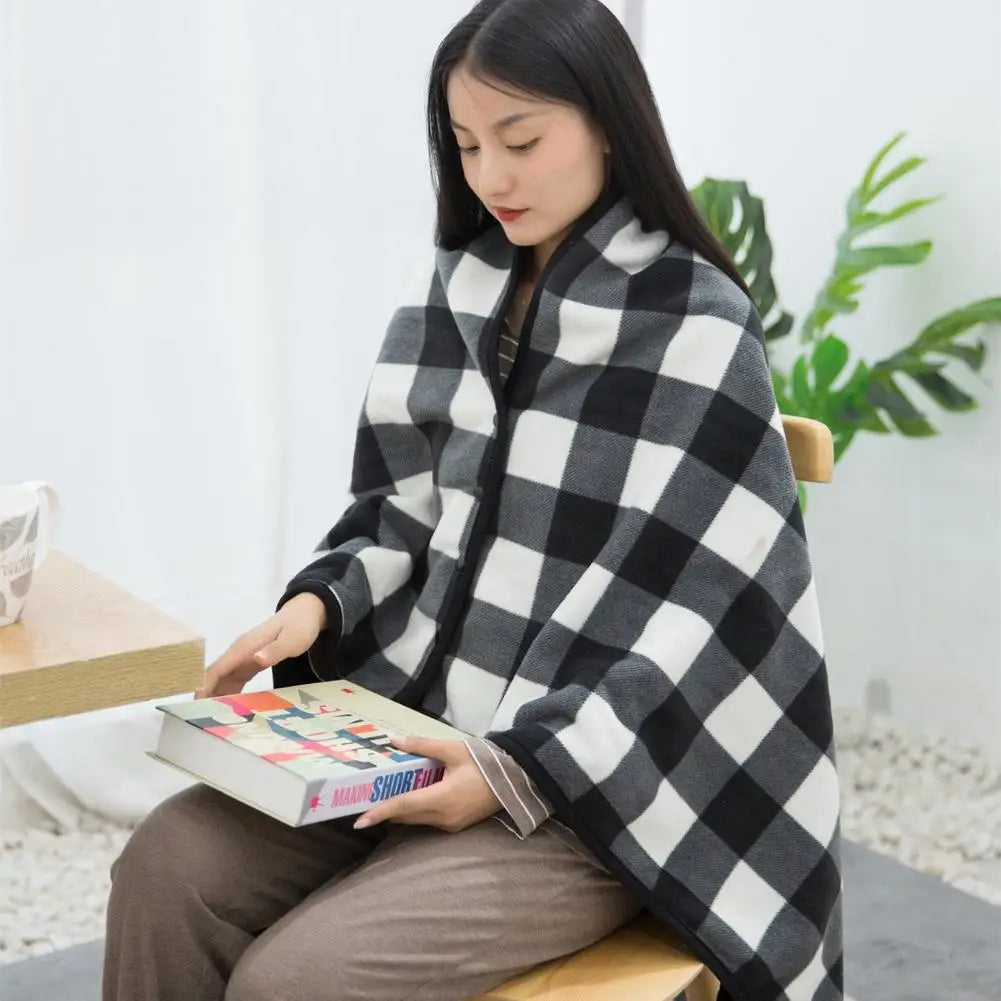 Wearable Plaid Fleece Blanket With Button Winte Warm Throws On Sofa Bed Travel Thicken Bedroom Office Air Conditioning Blanket ﻿