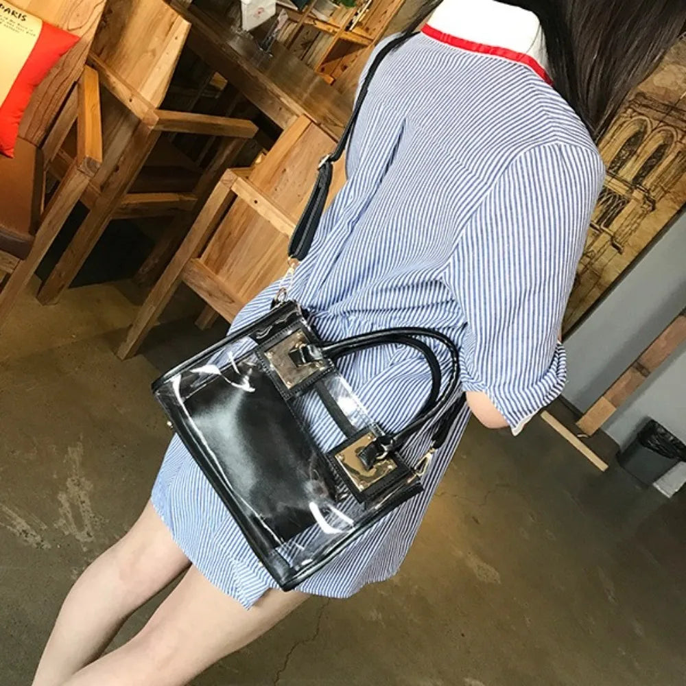 Large Summer Clear Totes Bags Transparent Clutch Purse Women Handbags Crossbody Handle Bag Shoulder Messenger Bag Girls Gift