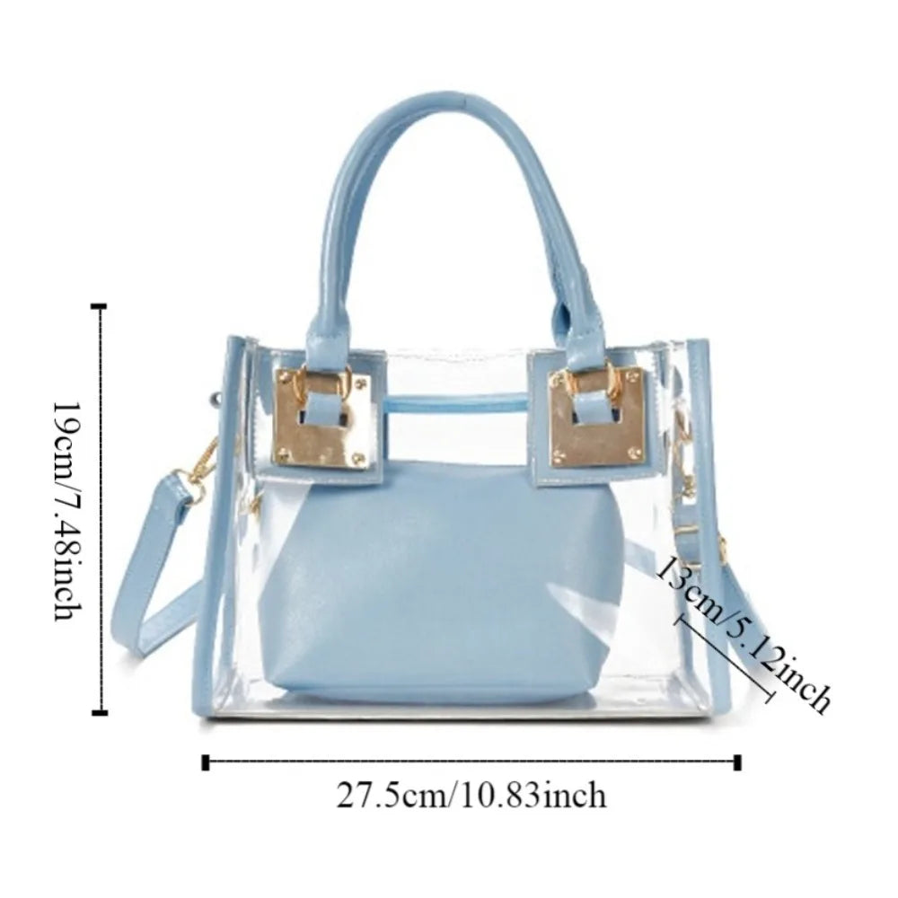 Large Summer Clear Totes Bags Transparent Clutch Purse Women Handbags Crossbody Handle Bag Shoulder Messenger Bag Girls Gift