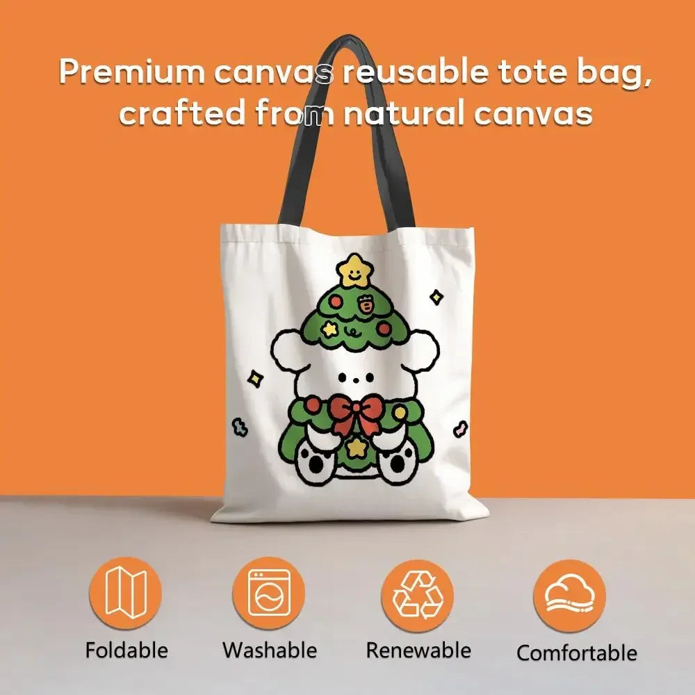 Maltese Dog Storage Bags Double-Sided Printed Canvas Tote Bag Eco-Friendly Reusable Large Capacity Handbag