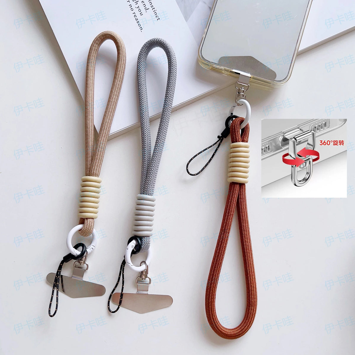 360° Rotating Mobile Phone Lanyard, Wrist Short Lanyard, Dopamine Universal Bracelet, Metal Anti-loss Lanyard，Phone charm