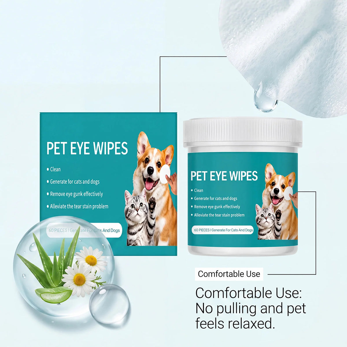New Pet Eye Cleansing Wipes To Remove Tear Marks Cleaning Wet Tissues Dogs And Cats Removing Tear Marks Pet Cleaning Products