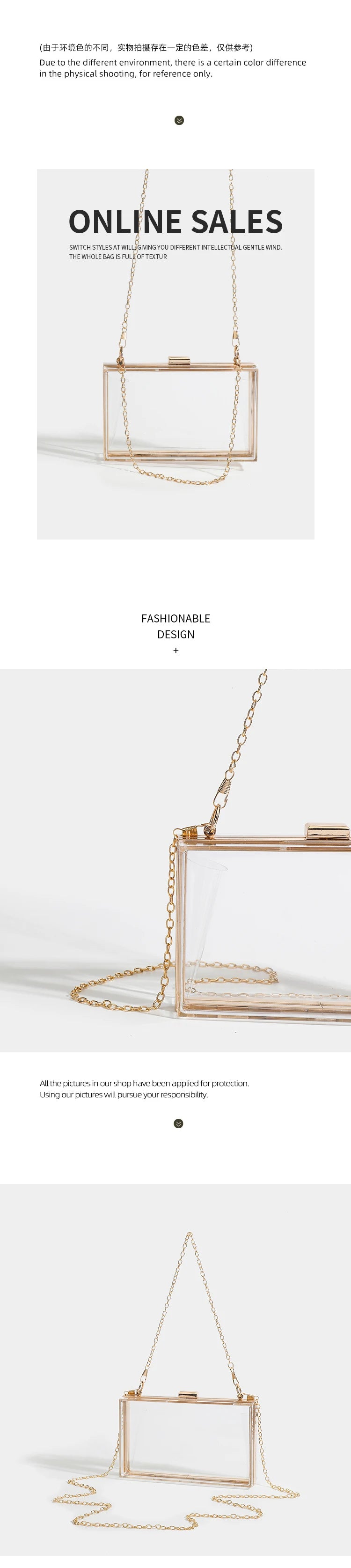 Women's Transparent Acrylic Banquet Bag Square Large Capacity Women's Wallet Sparkling Wedding Party Crossbody Bag
