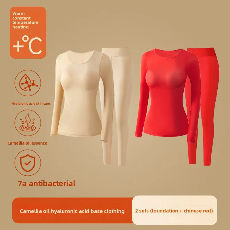 Ultra-Thin Heating Thermal Underwear Women Skin Care Skin Bottom Clothing Invisible Foundation Heattech Long Johns Set Winter