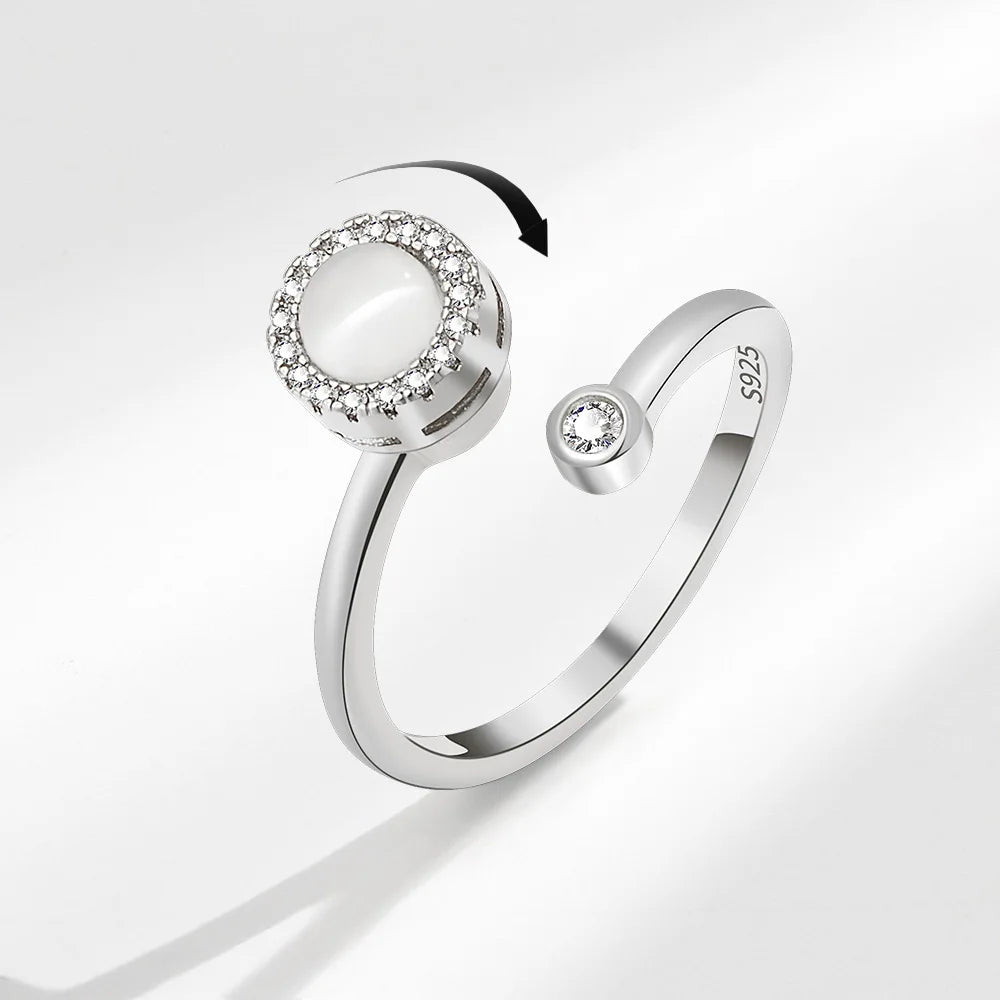 VENTFILLE 925 Sterling Silver Sunflower Diamond Zircon Rotatable Ring For Women Gift Relieve Stress Ring Jewelry Wholesale