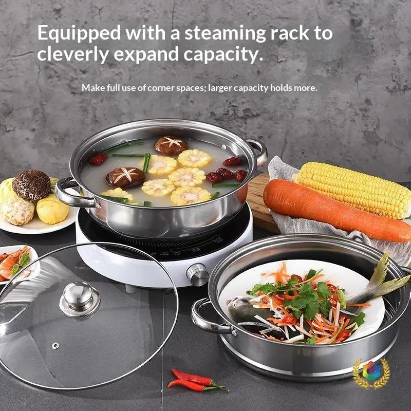 【SSummer10】Stainless Steel Single Double-Layer Steamer Basket - Thickened Pot Steaming Grid Rack for Home Cooking【SS】
