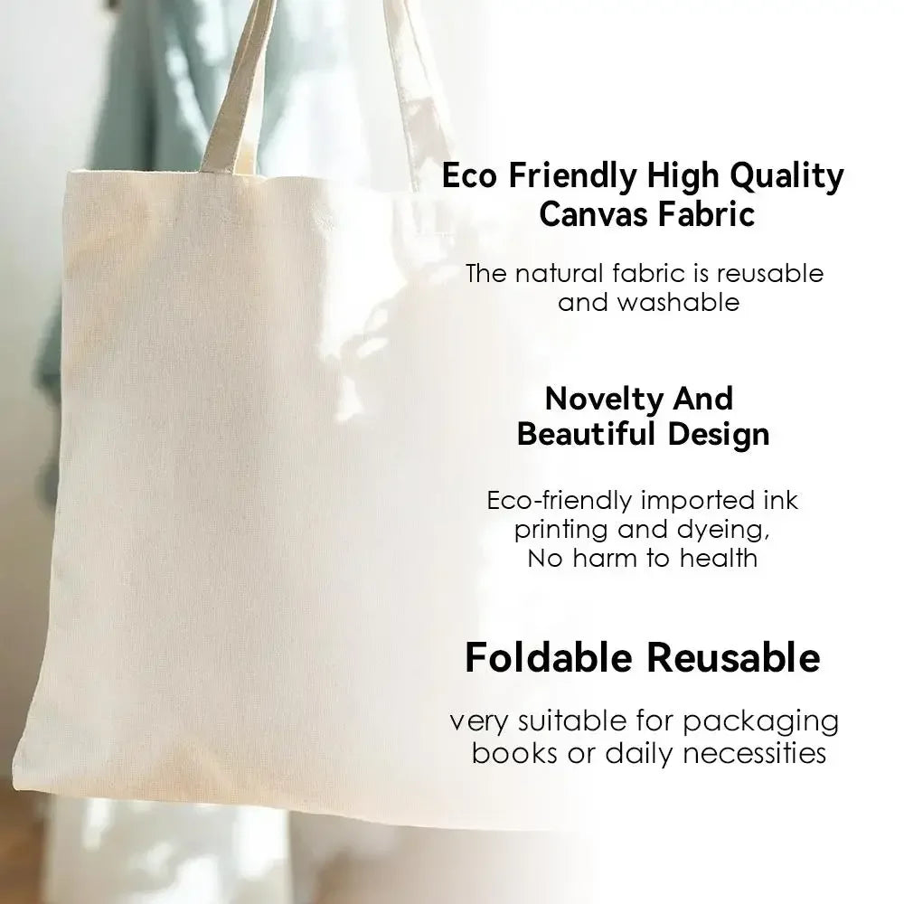 Maltese Dog Storage Bags Double-Sided Printed Canvas Tote Bag Eco-Friendly Reusable Large Capacity Handbag