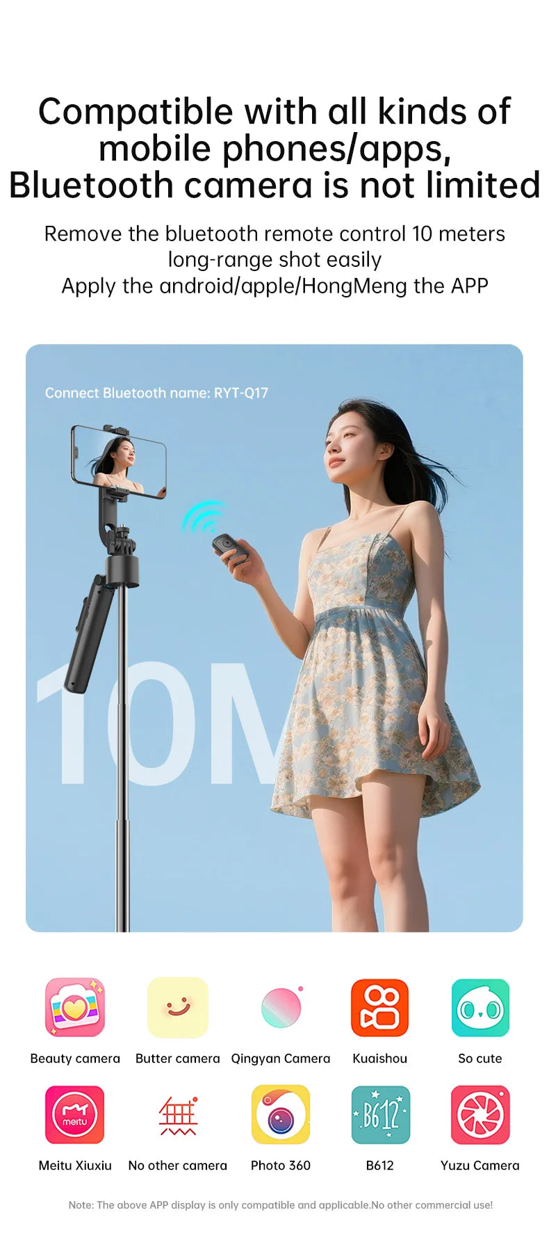 AI Smart Tracking Selfie Stick Tripod, 360° Rotatable 4‑Axis Stabilizer, Wireless Remote, Portable Phone Tripod for Selfies Vlog