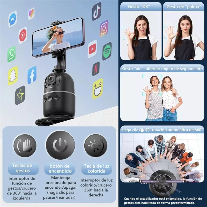 selfie stick Stabilizer 360°Auto Face Tracking AI Gimbal All-in-one Desktop Phone Holder Tripod For Smartphone Video Vlog Live