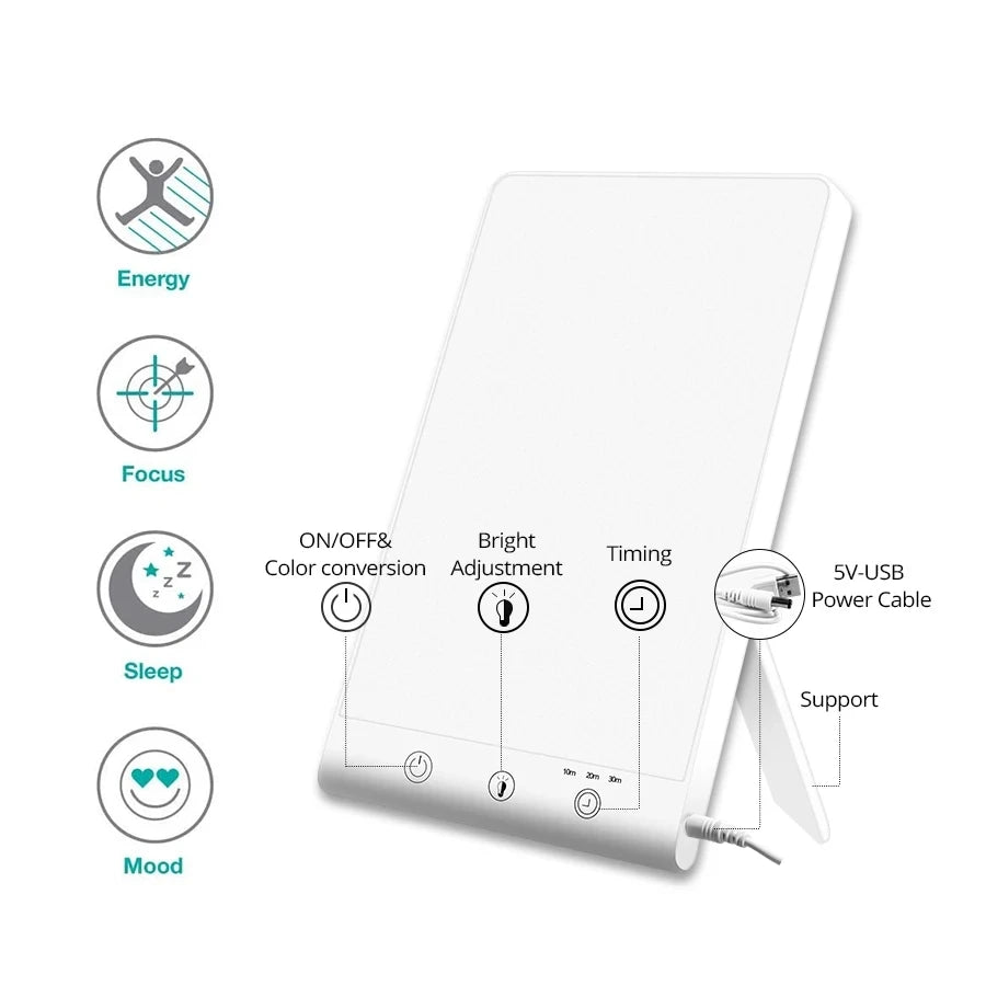 5V Sad Light Therapy Lamp Seasonal Affective Disorder Cure Phototherapy Bionic Sun Light Depression Anti-fatigue Lamp