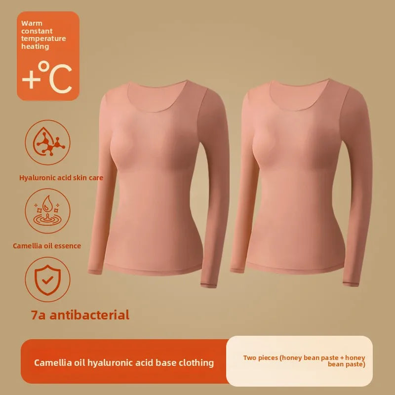 Ultra-Thin Heating Thermal Underwear Women Skin Care Skin Bottom Clothing Invisible Foundation Heattech Long Johns Set Winter