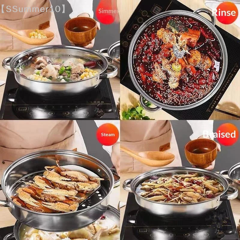 【SSummer10】Stainless Steel Single Double-Layer Steamer Basket - Thickened Pot Steaming Grid Rack for Home Cooking【SS】