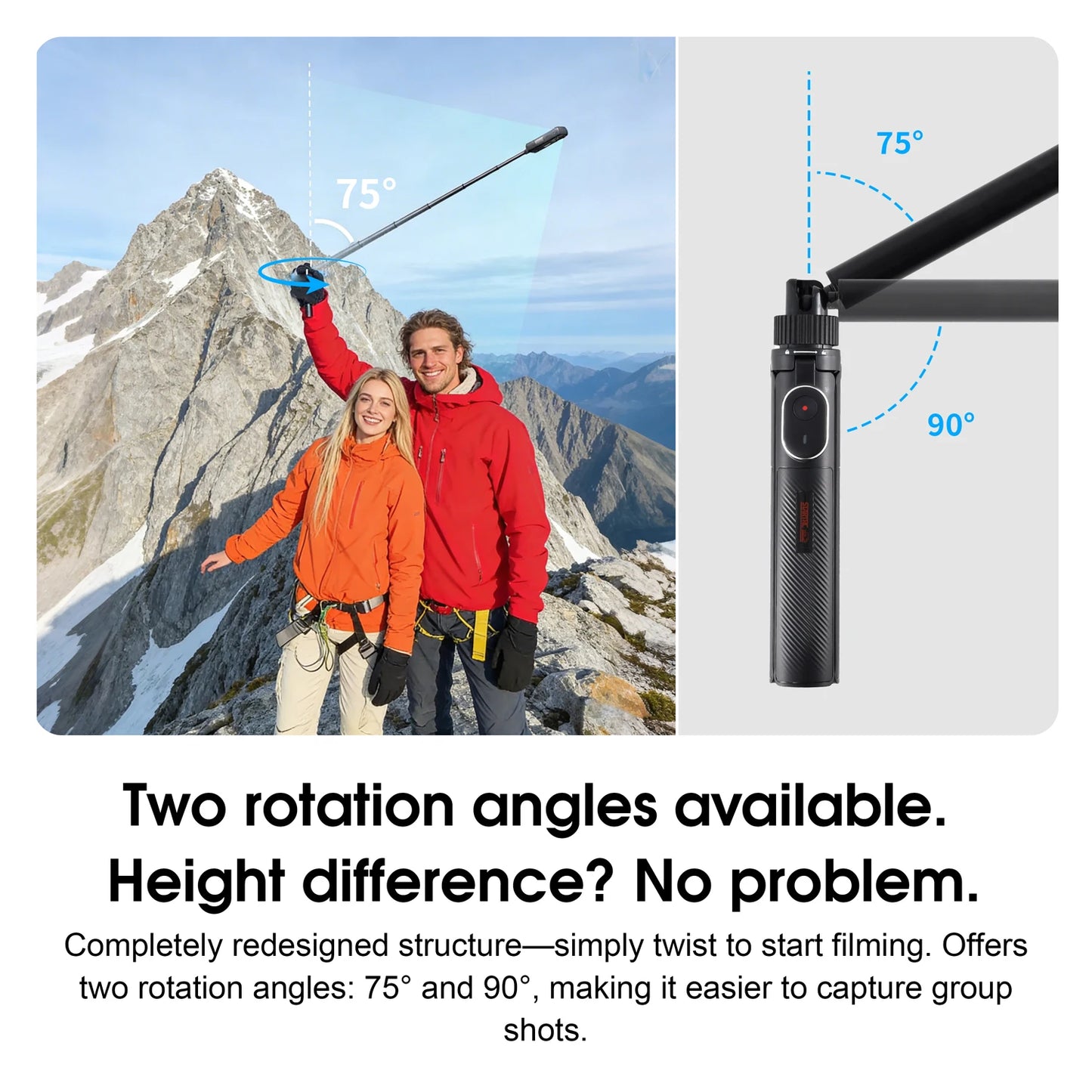 3-in-1 Bullet Time Selfie Stick Tripod for Insta360 X5 X4 Invisible Pole 75°/90° Rotatable with Wireless Remote for Vlog Travel
