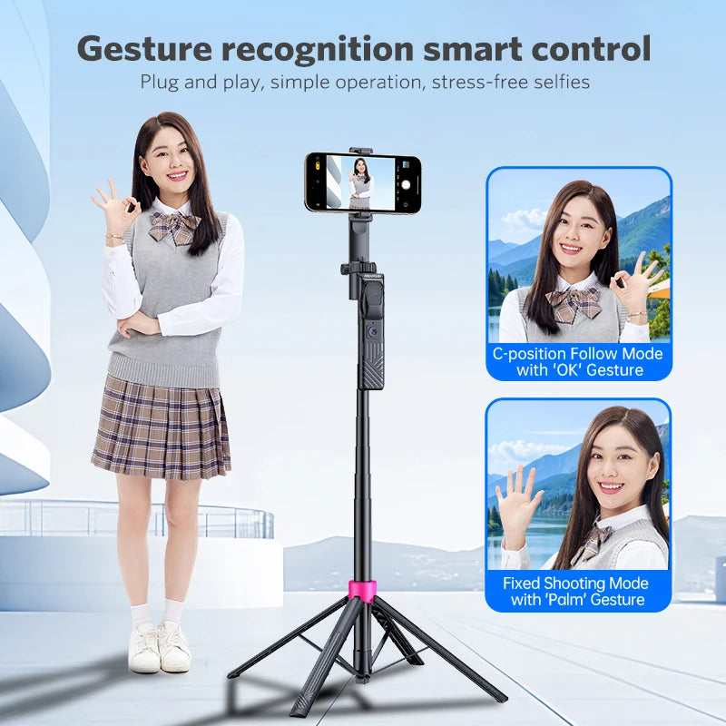AI Smart Gimbal Tripod Selfie Stick Foldable 360° Auto Follow-Up Face Tracking Gimbal All-in-one Phone Holder For smartphone