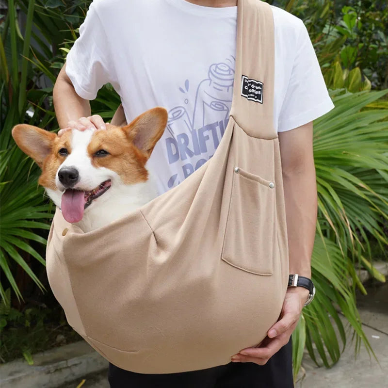 Pet Crossbody Shoulder Bag Outdoor Travel Cat Puppy Sling Carrier Bag with Storage Pocket Portable Pets Backpacks Safety Harness