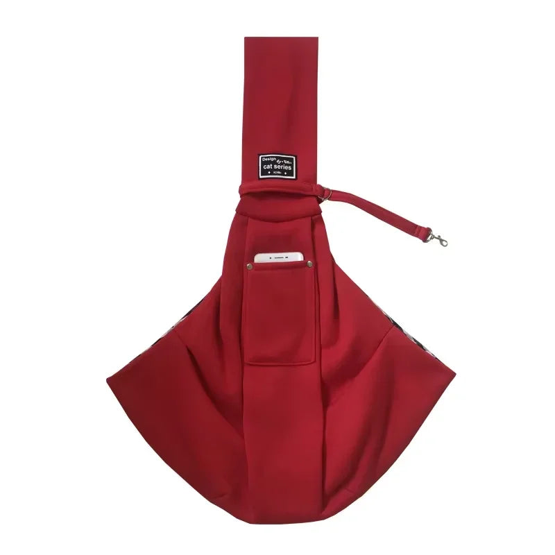 Pet Crossbody Shoulder Bag Outdoor Travel Cat Puppy Sling Carrier Bag with Storage Pocket Portable Pets Backpacks Safety Harness