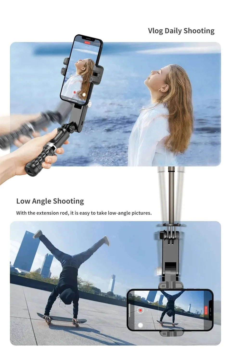 MEUYAG Selfie Stick Gimbal Stabilizer 360° rotation With Bluetooth Remote Intelligent AI Follow-Up Anti Shake Pan Tilt Tripod