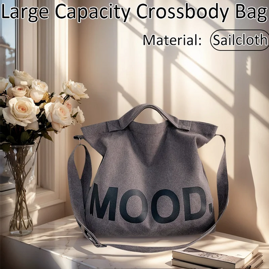 Letters solid color printing canvas large bag models tide  Unisex with the same canvas crossbody large capacity Tote bag