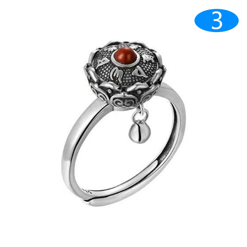 Retro Traditional Anxiety Relief Ring Adjustable Fidget Jewelry Women Gift Rotate Freely Anti Stress Anxiety Ring