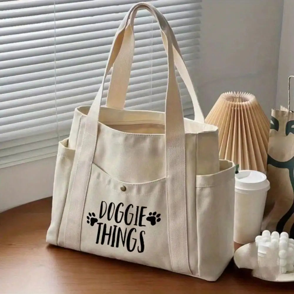 Doggie Things Print Handbag Large Capacity Women's Tote Bag Multi-Pocket Shoulder Backpack Suitable For Work, School, Travel