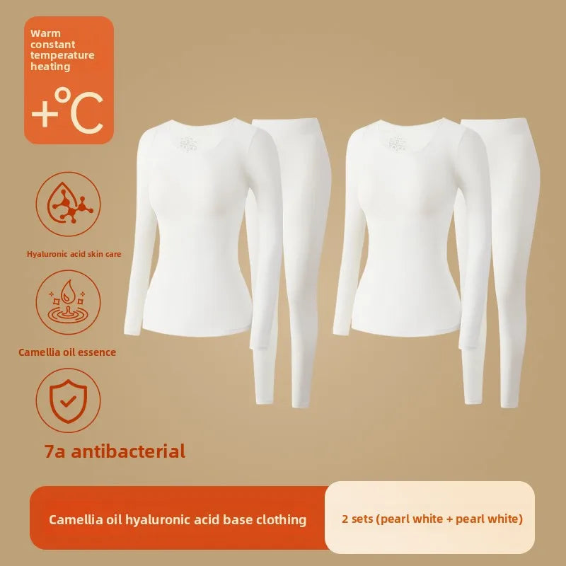 Ultra-Thin Heating Thermal Underwear Women Skin Care Skin Bottom Clothing Invisible Foundation Heattech Long Johns Set Winter