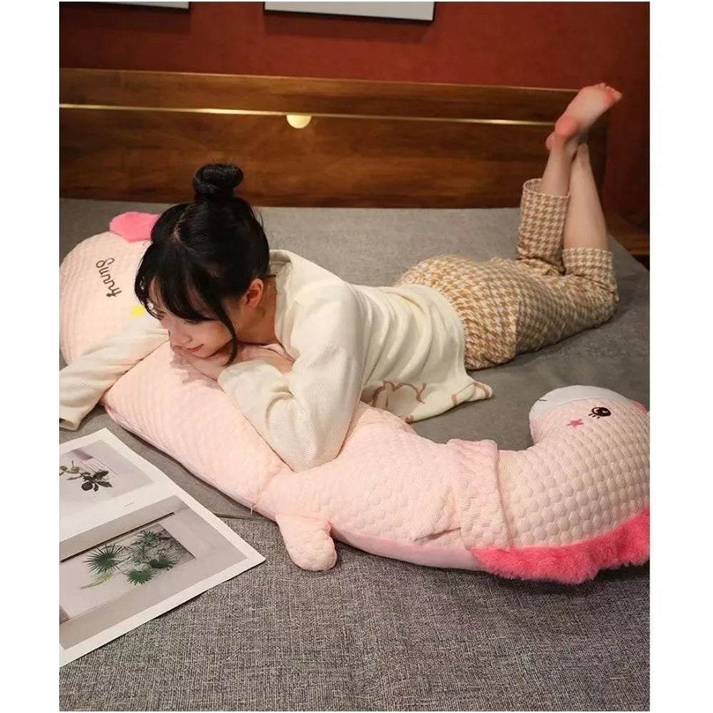 Cute Long Body Pillow Plush Animal Hugging Pillow for Side Sleeping Cuddly Gift for Girlfriend Best Friend Birthday Gift