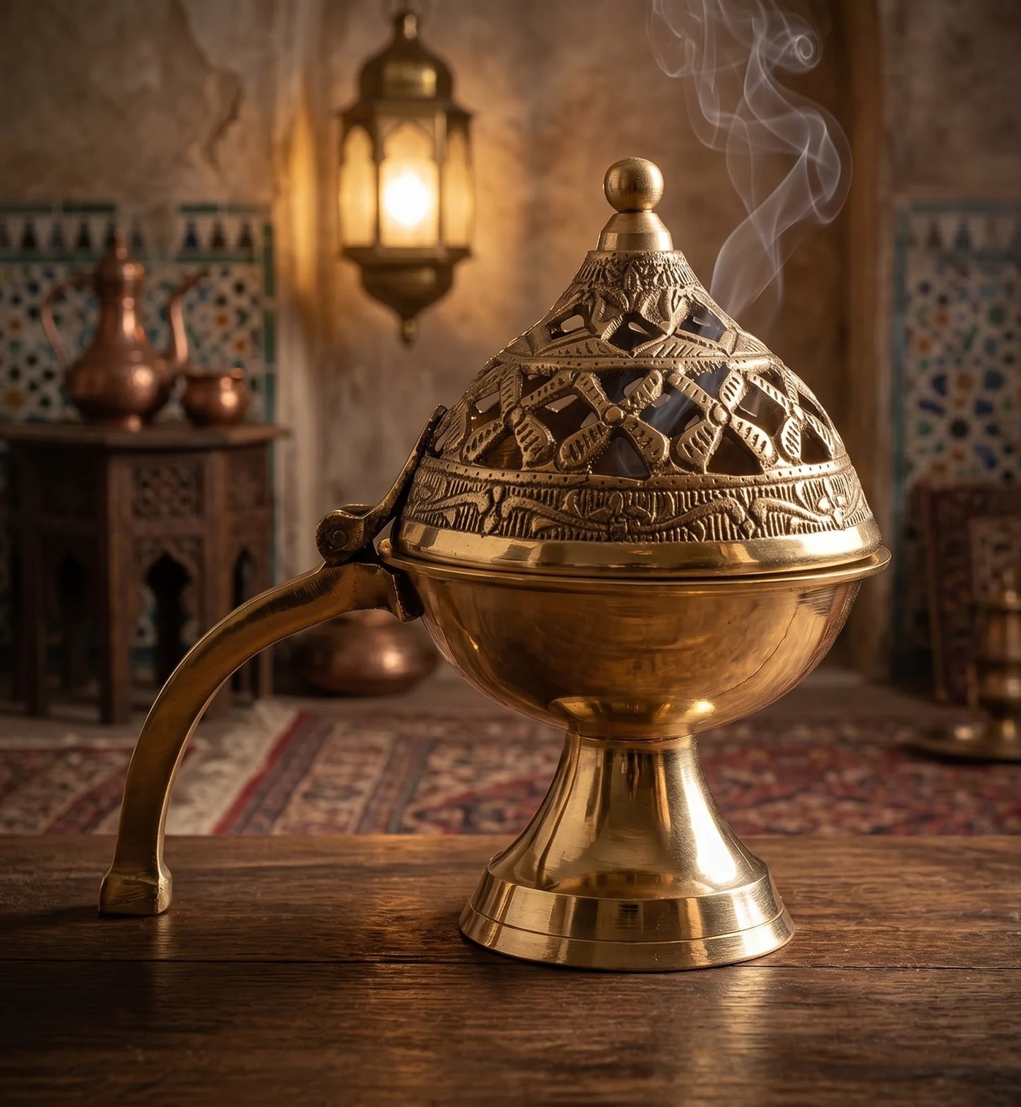 Premium Solid Brass Incense Burner Multi-Hole Stick Holder with Round Ash Catcher Tray for Home Fragrance and Meditation