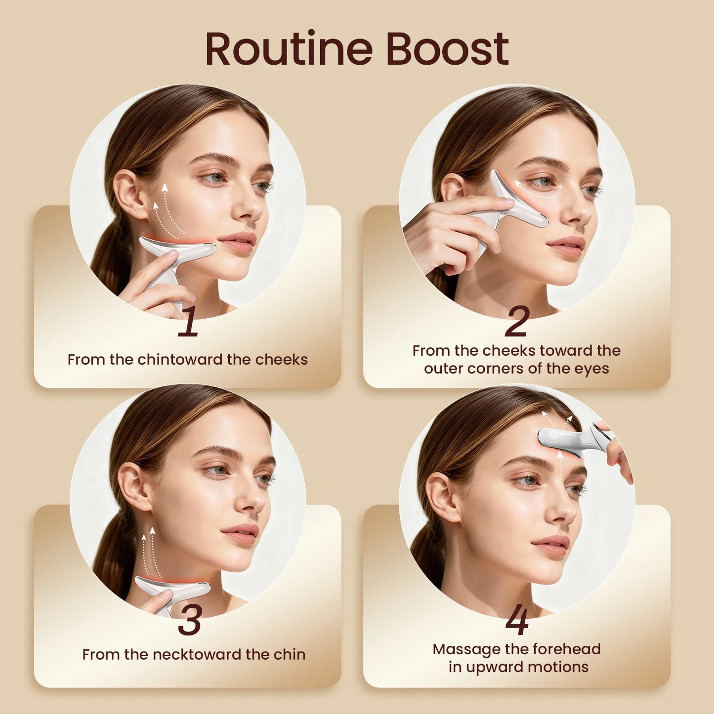 Face and Neck Massager, Handheld Red Light Therapy for Face -7 Color LED Facial Beauty Device with 3 Beauty Modes
