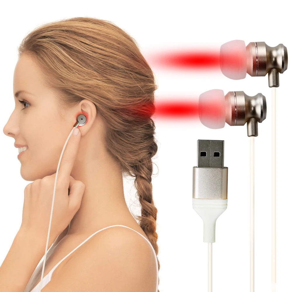 650nm Red Light Tinnitus Ear Laser Therapy LLLT Irradiation Laser Physiotherapy Earplug Otitis Media Deafness Diabetes Treatment