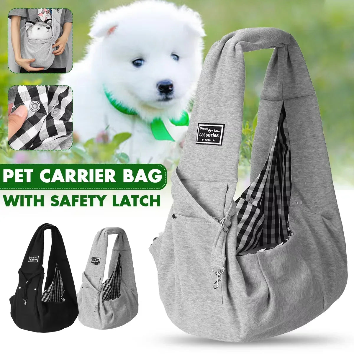 Pet Crossbody Shoulder Bag Outdoor Travel Cat Puppy Sling Carrier Bag with Storage Pocket Portable Pets Backpacks Safety Harness
