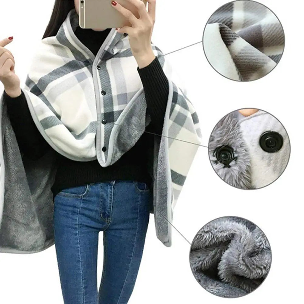 Wearable Plaid Fleece Blanket With Button Winte Warm Throws On Sofa Bed Travel Thicken Bedroom Office Air Conditioning Blanket ﻿